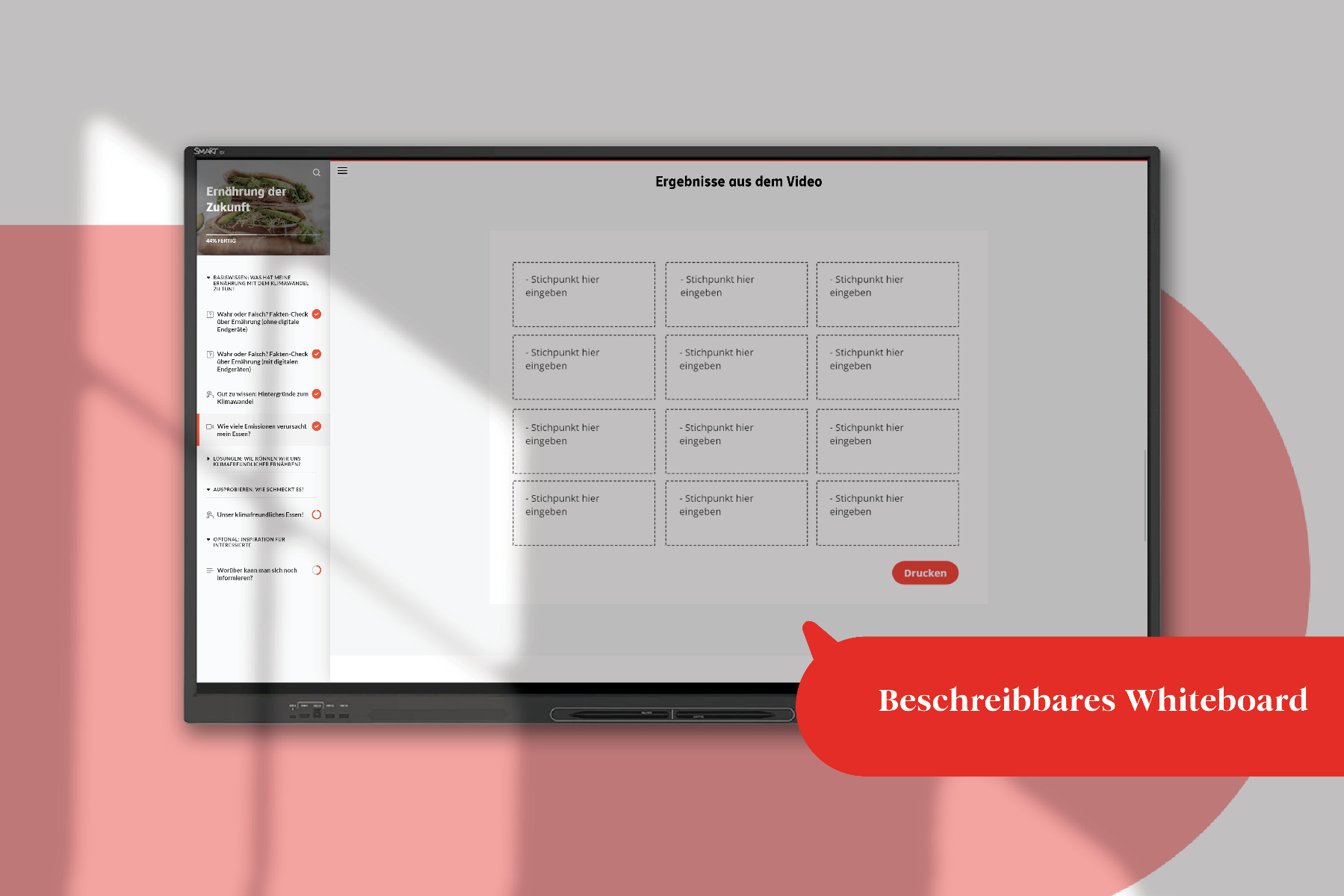 Beschreibbares Whiteboard innerhalb des teachkits