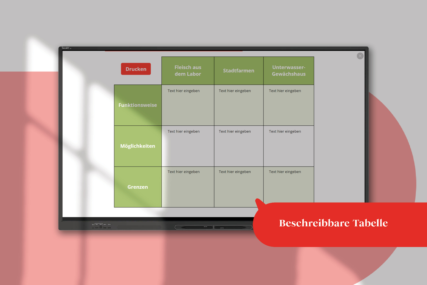 Beschreibbare Tabelle innerhalb des teachkits