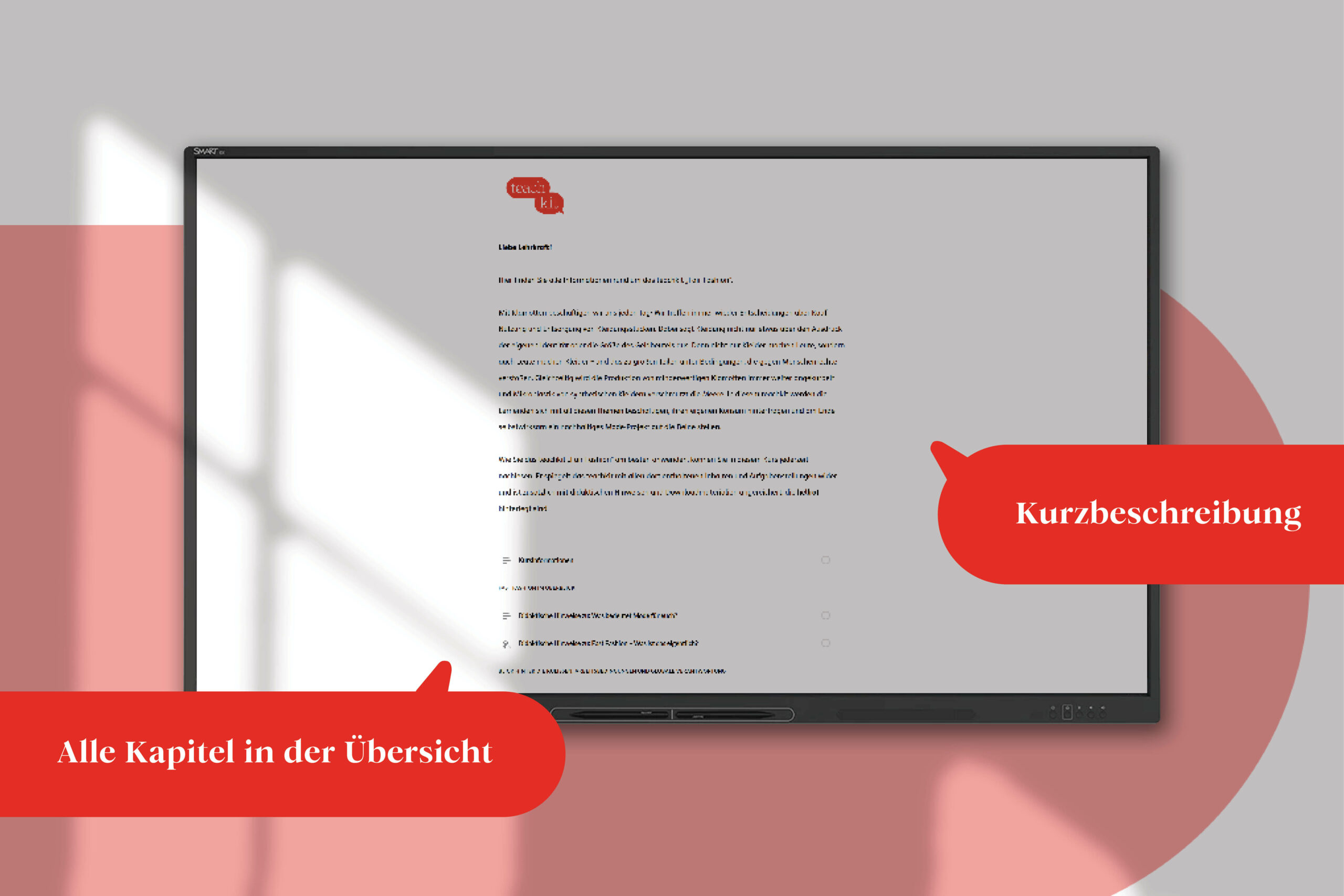 Blick ins Produkt: Kurzbeschreibung des teachkits und alle Kapitel in der Übersicht
